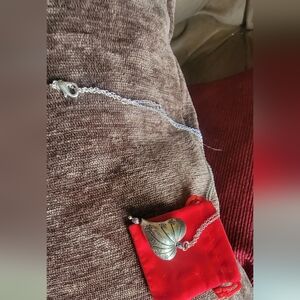 Sterling Silver Chunky Heart embroidered Heart, vintage